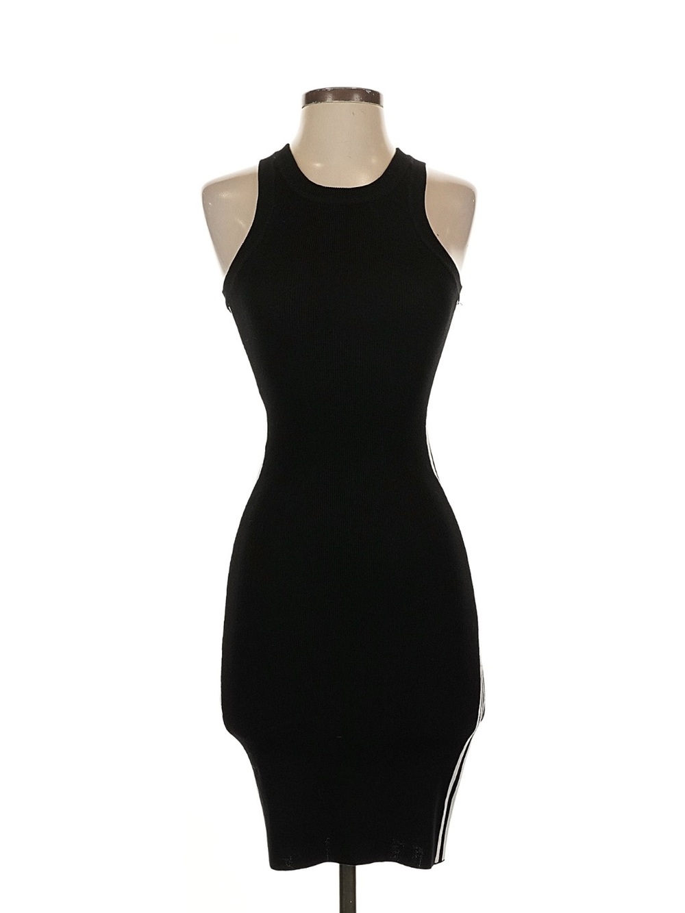 Paradise Women’s Black Bodycon Dress with White Side Stripes